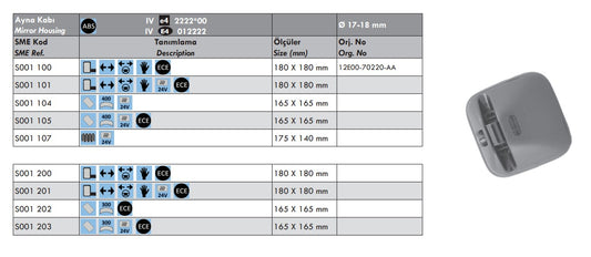 AYNA UNİVERSAL GENİŞ AÇILI CAMI E BELG R300 -SERV.001202
