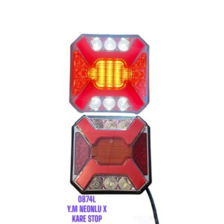 ÜÇLER YENİ MODEL NEONLU X KARE STOP LAMBA 0874L